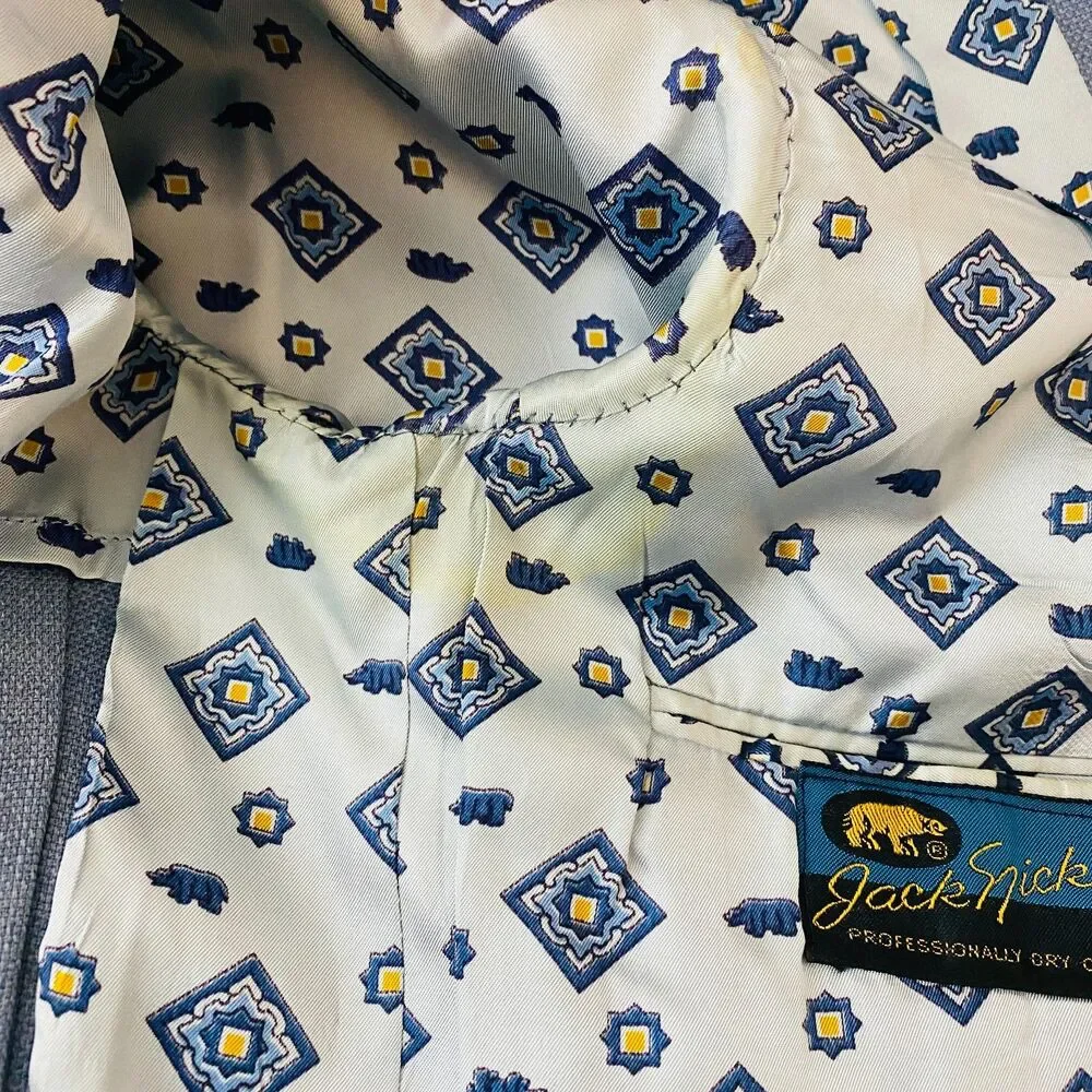 VTG Jack Nicklaus Light Blue 70s Polyester Sport Coat Golden Bear Blazer (stain)